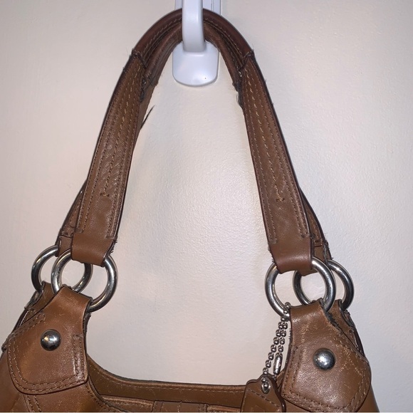 Coach Tan Leather Shoulder Bag with Silver Accents - Picture 10 of 15